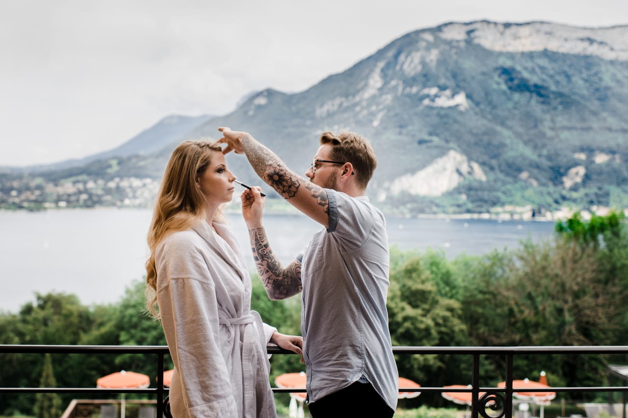 Préparation de la mariée au bord du Léman